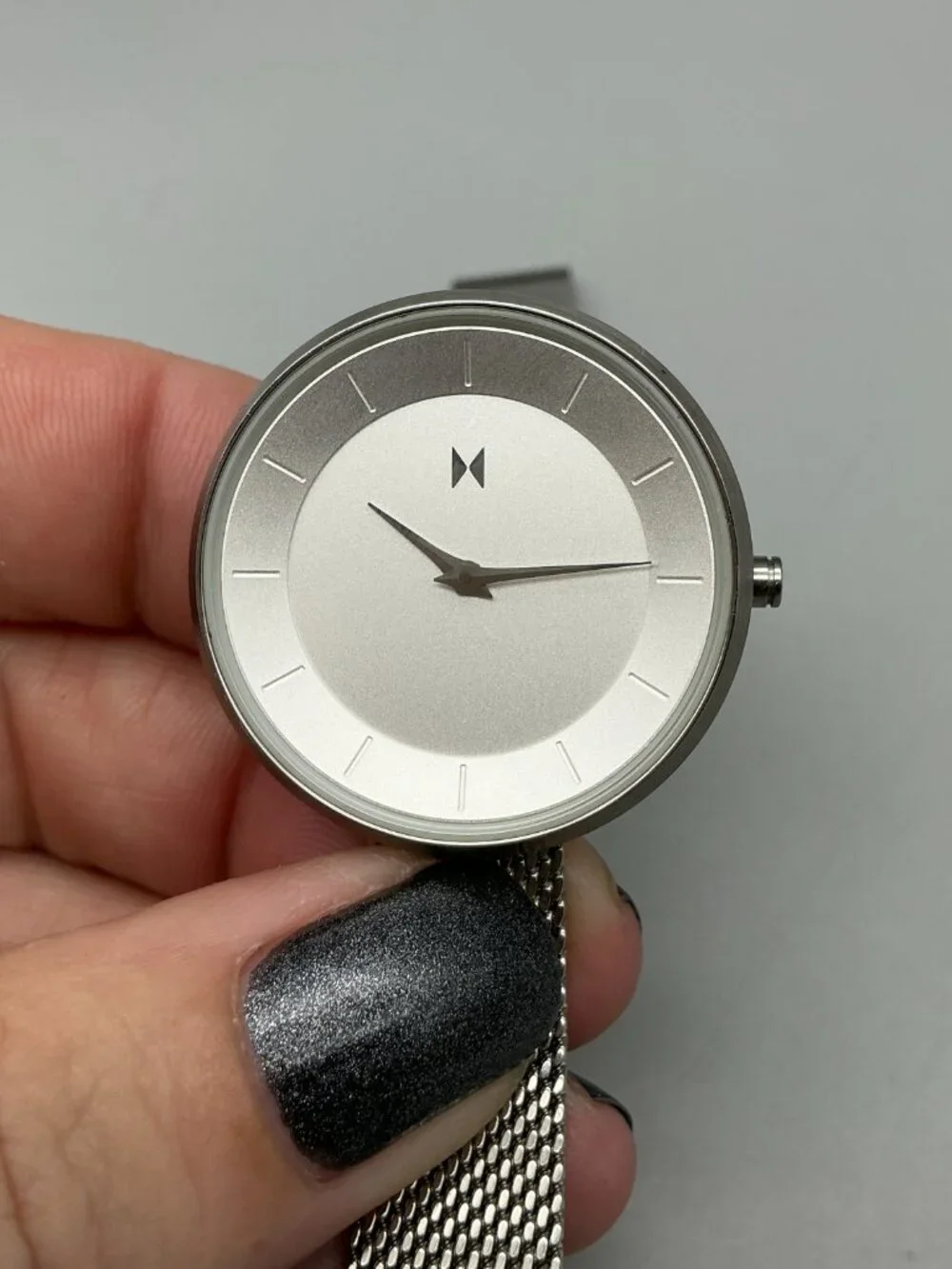 MVMT Minimalist Mod S1 Womens Watch 32mm Silver Tone Mesh Band New Battery